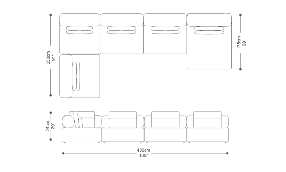 Image of the main dimensions of the product